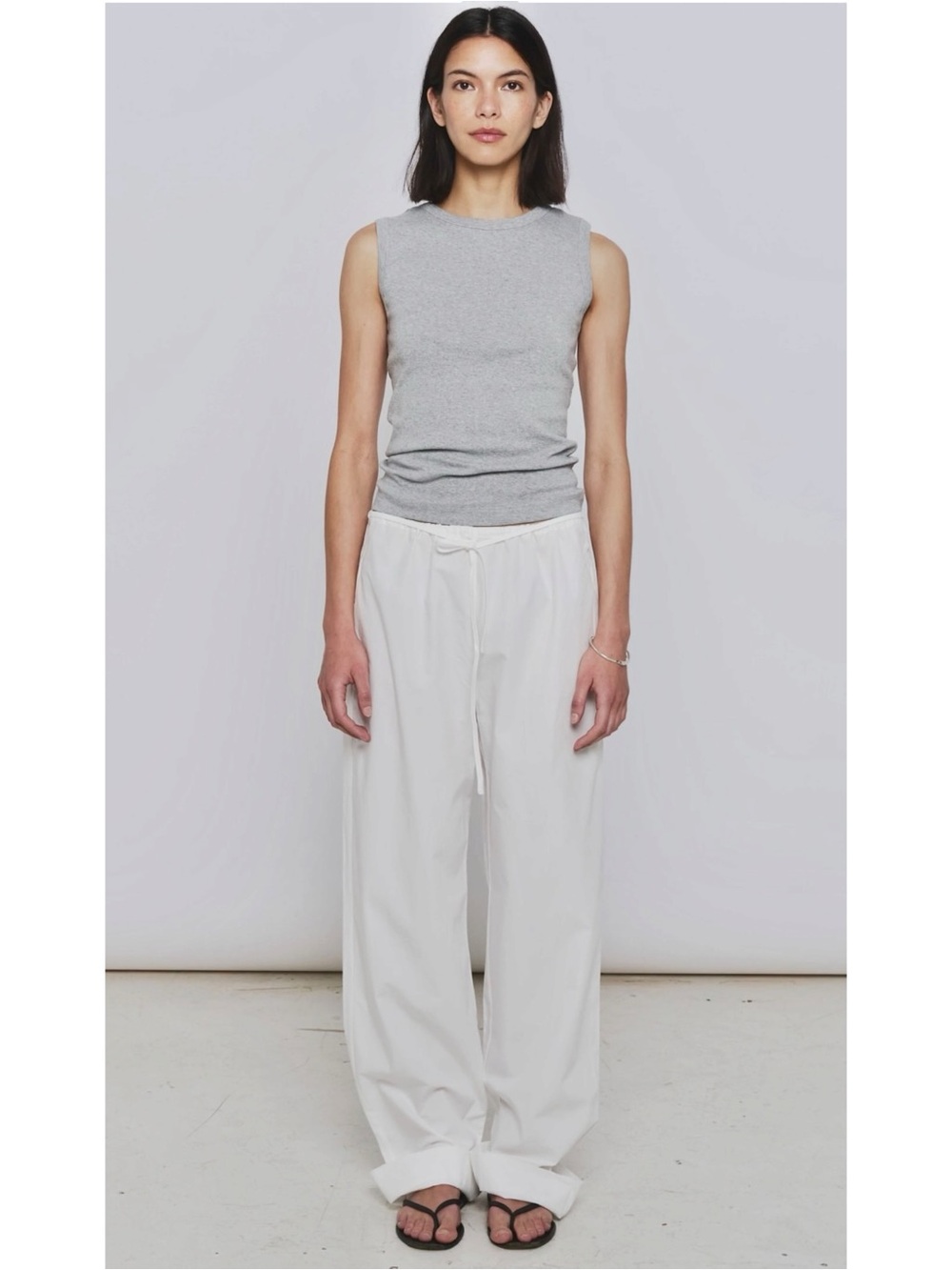 NU SWIM Rego Pants - White Organic Cotton Loose Fit Versatile Straight Leg Pants - Picture 10 of 14